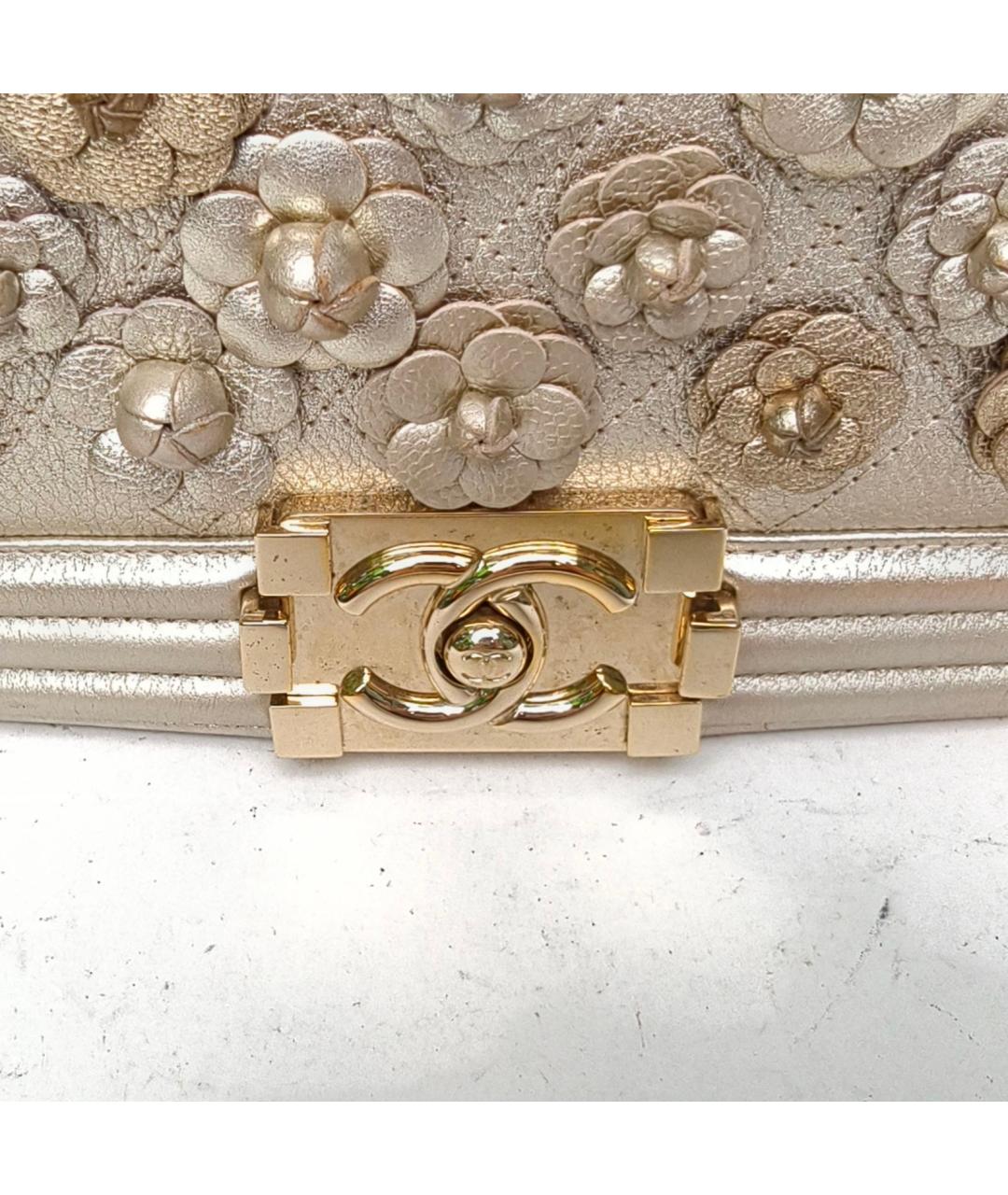 CHANEL Золотая кожаная сумка через плечо, фото 8