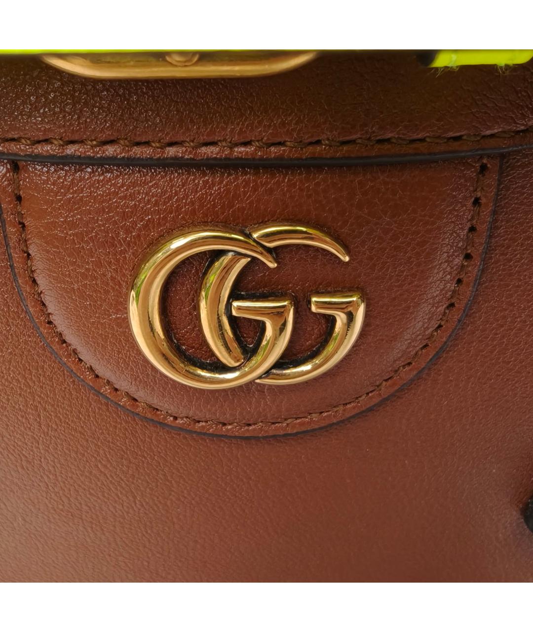 GUCCI Коричневая кожаная сумка с короткими ручками, фото 7