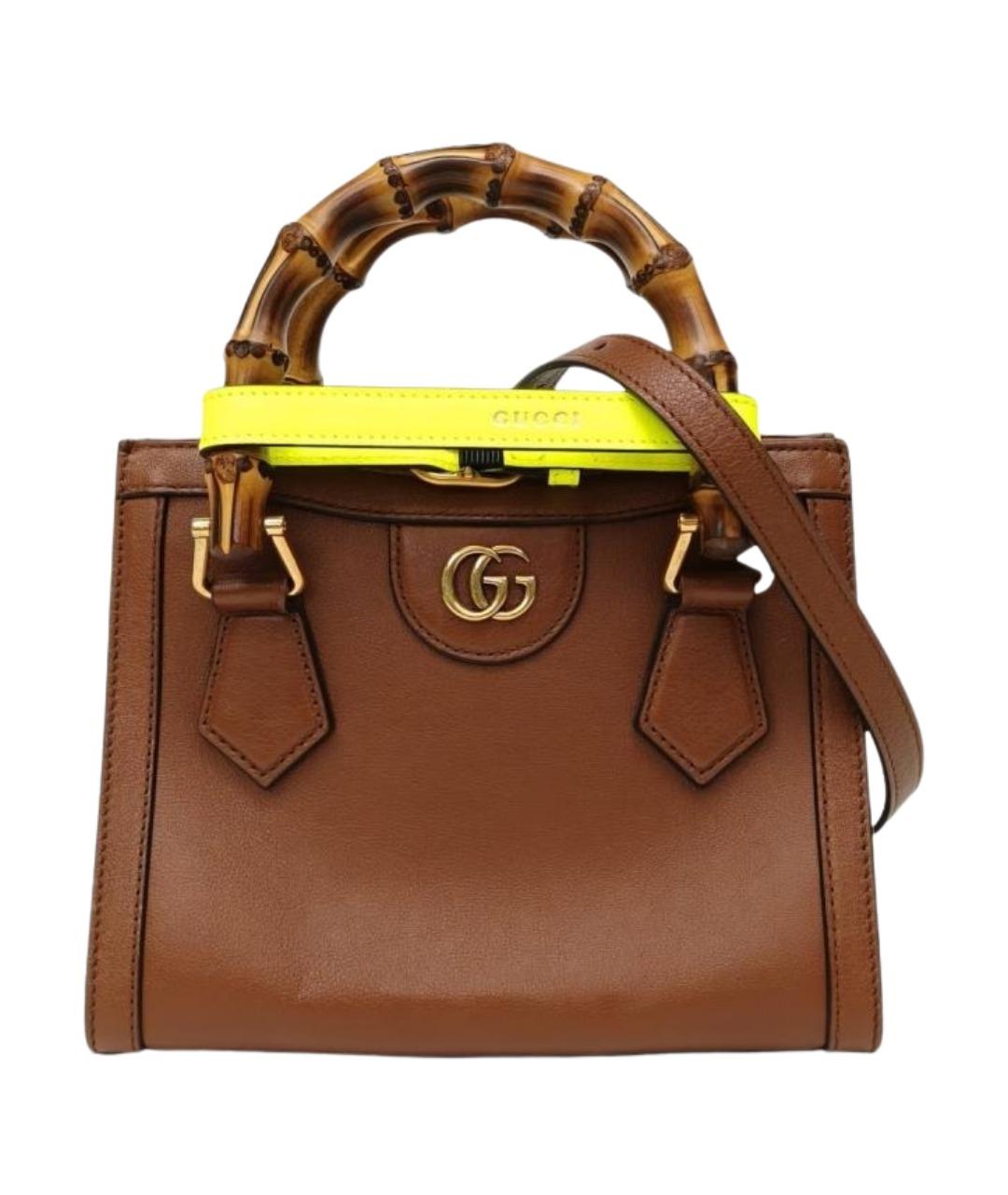 GUCCI Коричневая кожаная сумка с короткими ручками, фото 1