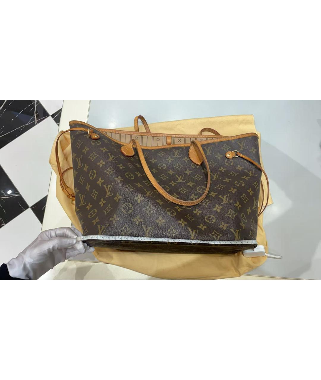 LOUIS VUITTON Коричневая кожаная сумка тоут, фото 9