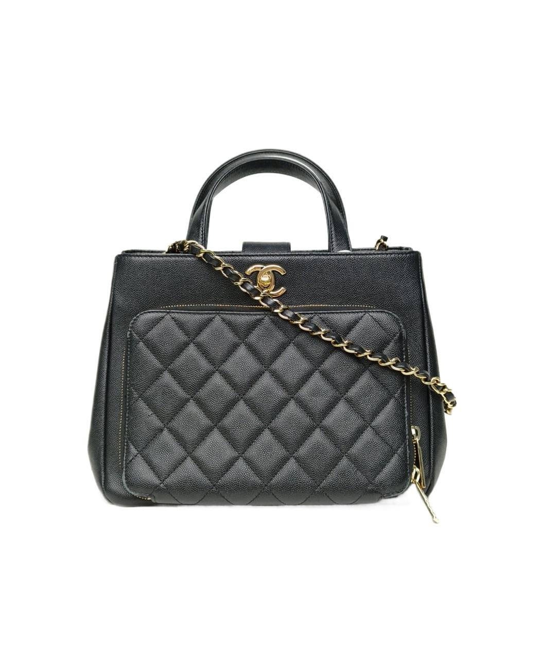 CHANEL Черная кожаная сумка с короткими ручками, фото 10