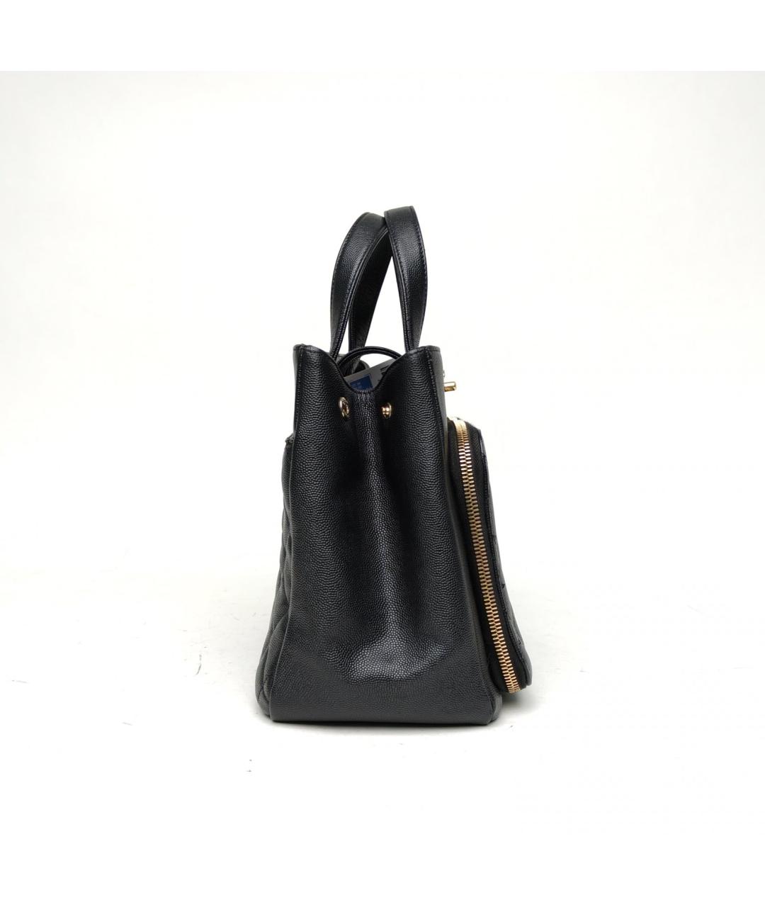 CHANEL Черная кожаная сумка с короткими ручками, фото 5