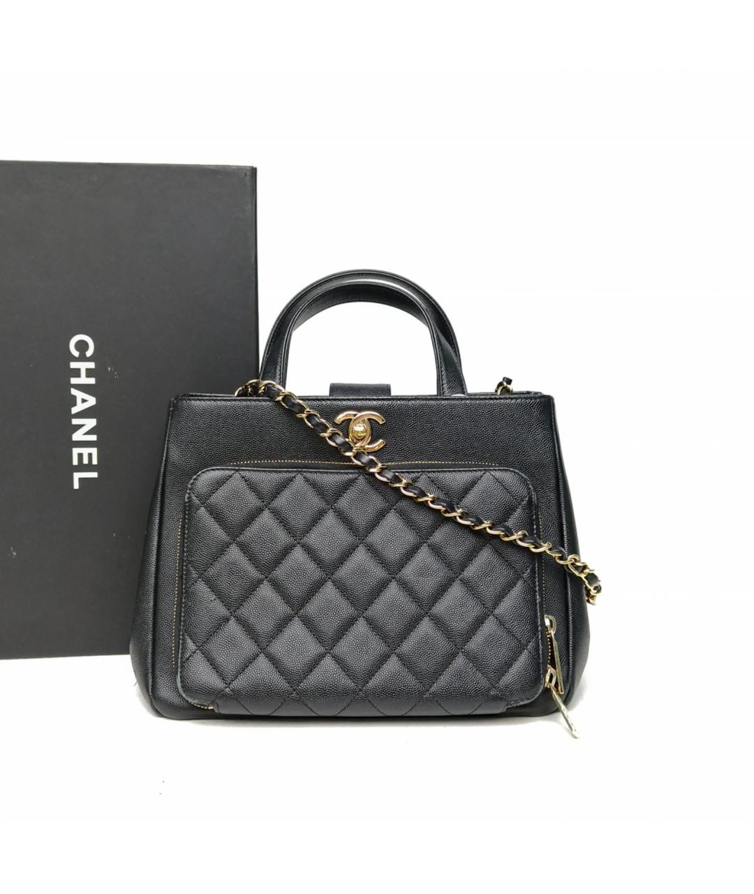 CHANEL Черная кожаная сумка с короткими ручками, фото 9