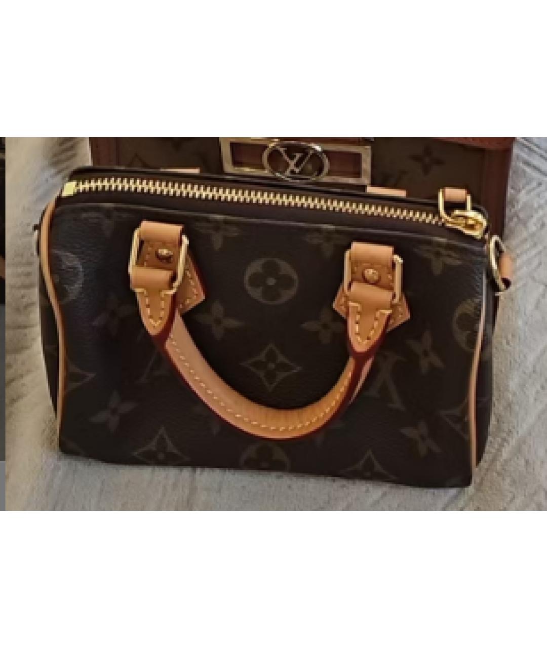 LOUIS VUITTON Коричневая кожаная сумка через плечо, фото 8