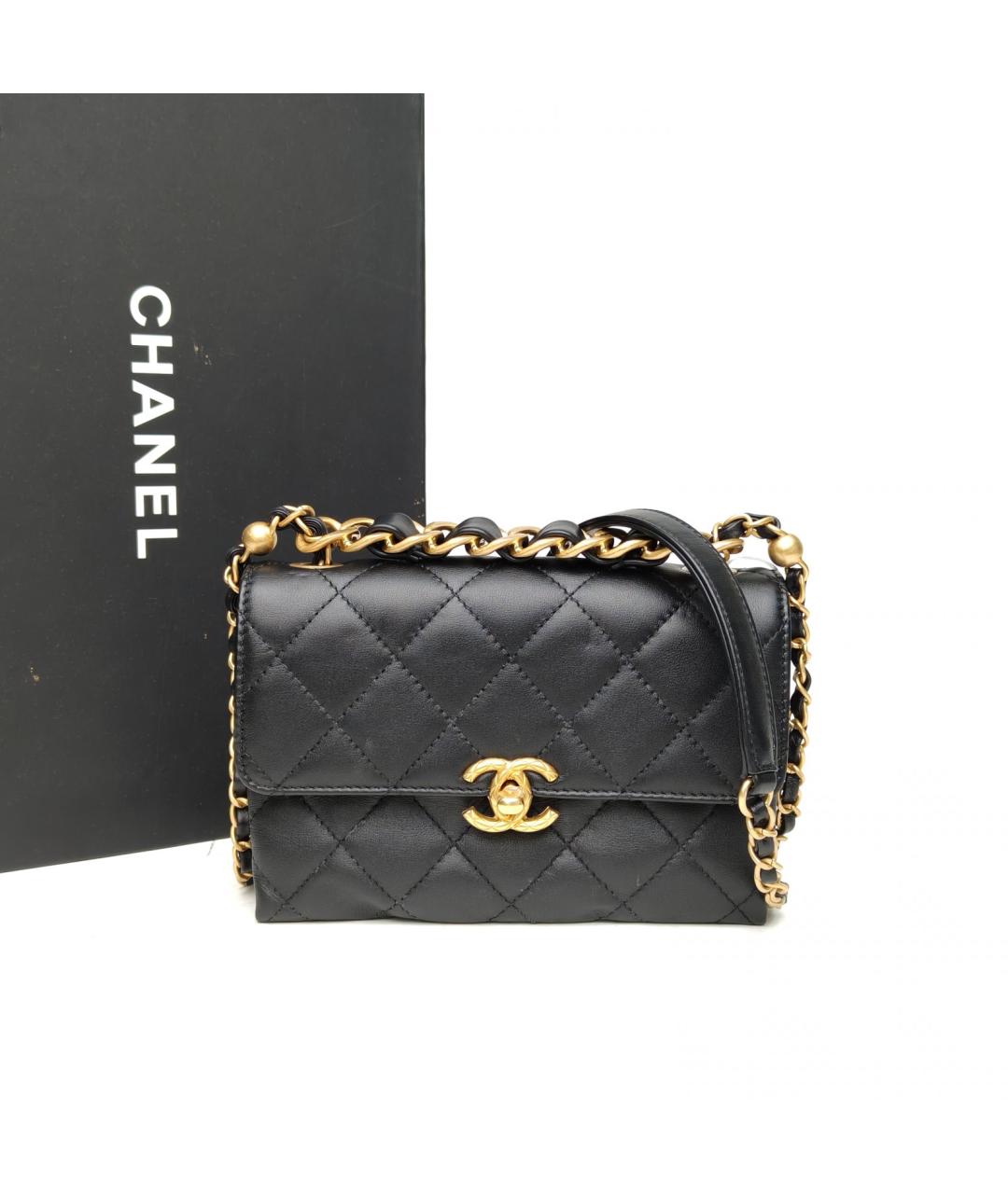CHANEL Черная кожаная сумка через плечо, фото 9
