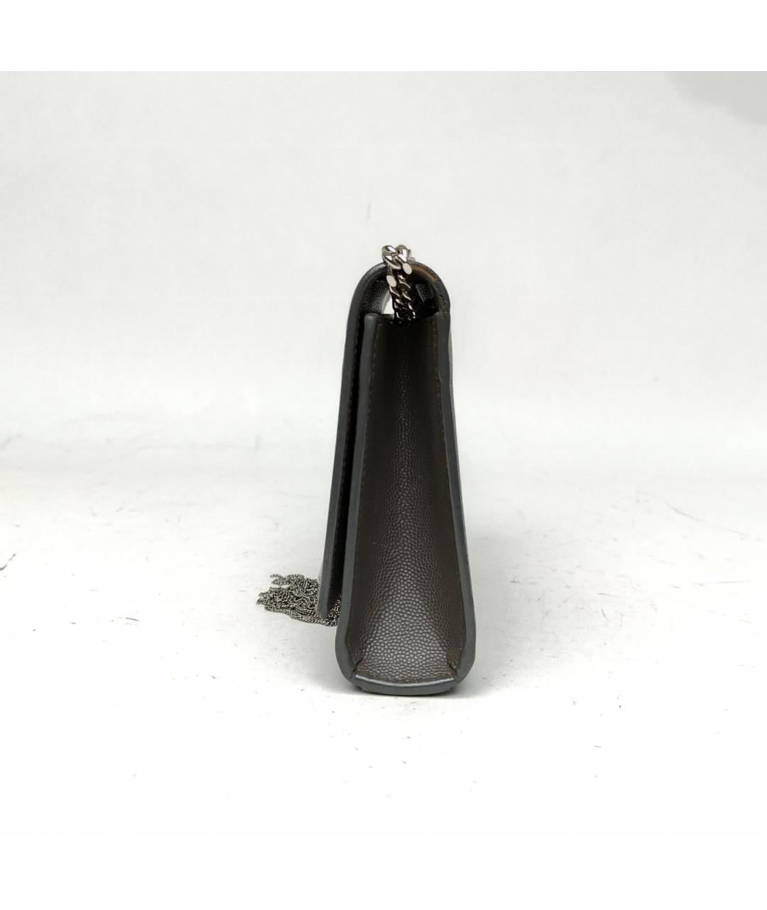 SAINT LAURENT Серая кожаная сумка через плечо, фото 3