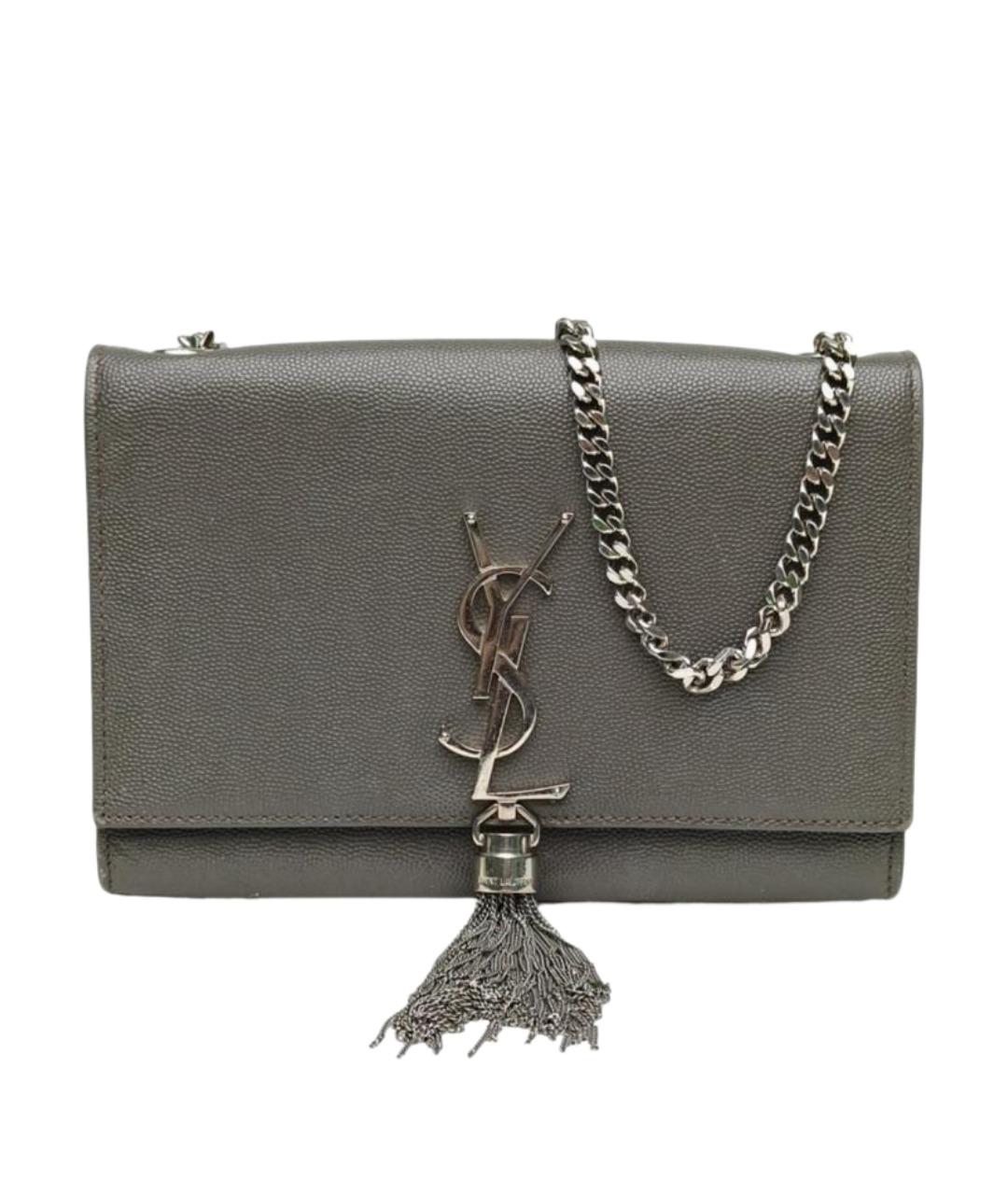 SAINT LAURENT Серая кожаная сумка через плечо, фото 1