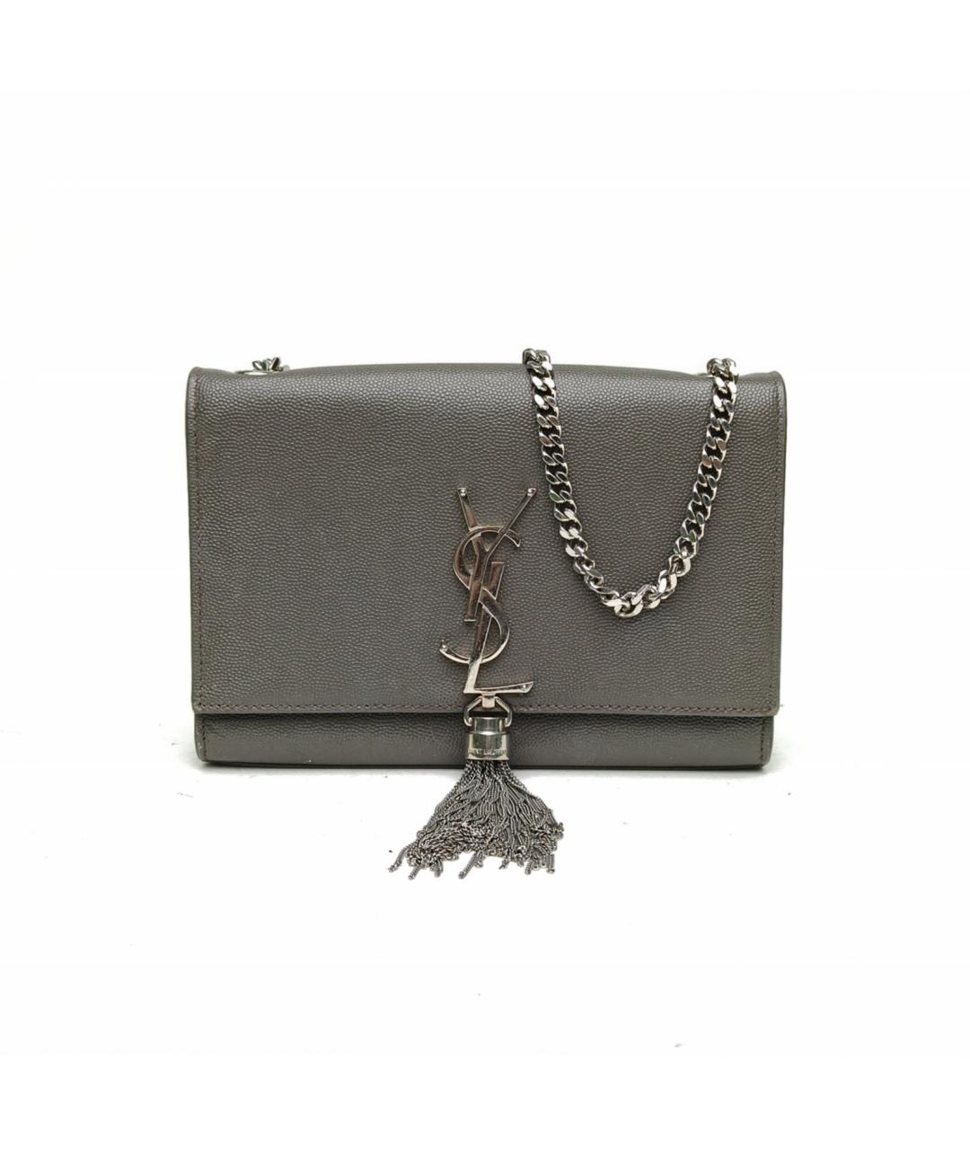 SAINT LAURENT Серая кожаная сумка через плечо, фото 2