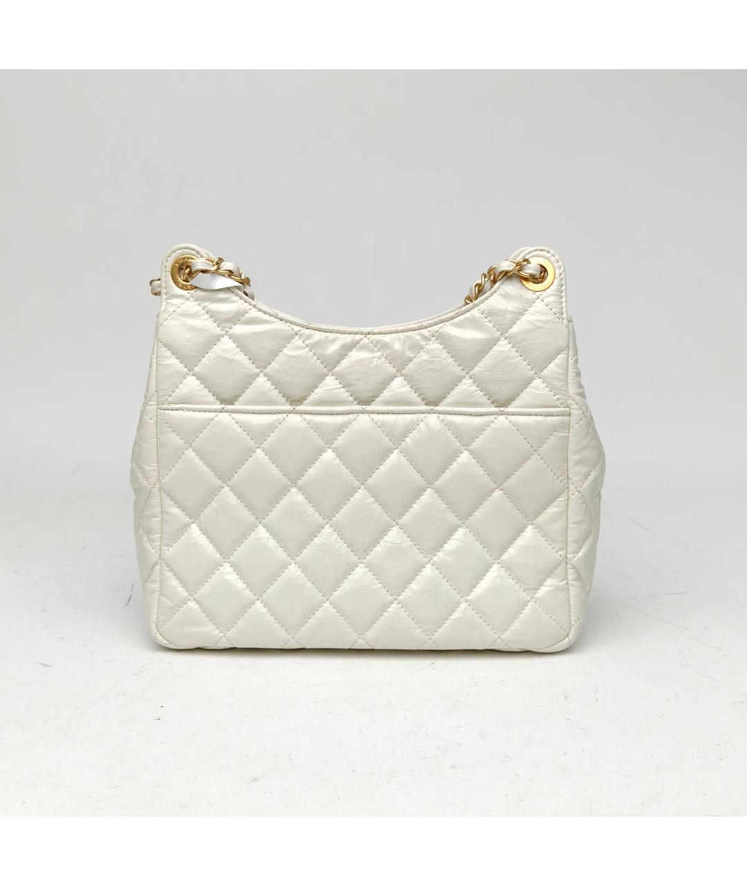 CHANEL Белая кожаная сумка через плечо, фото 4