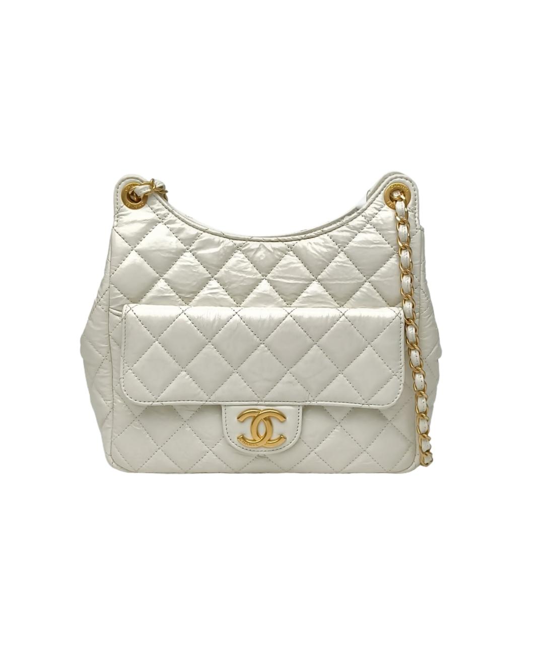 CHANEL Белая кожаная сумка через плечо, фото 10
