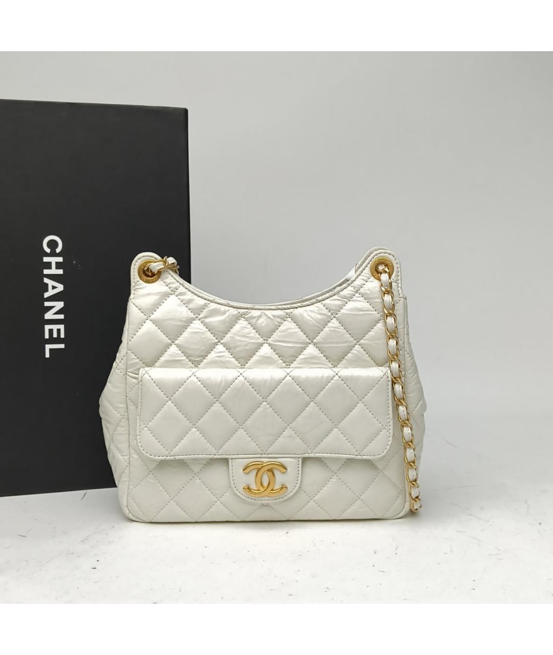 CHANEL Белая кожаная сумка через плечо, фото 9