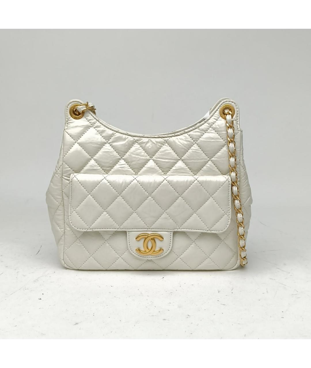 CHANEL Белая кожаная сумка через плечо, фото 2