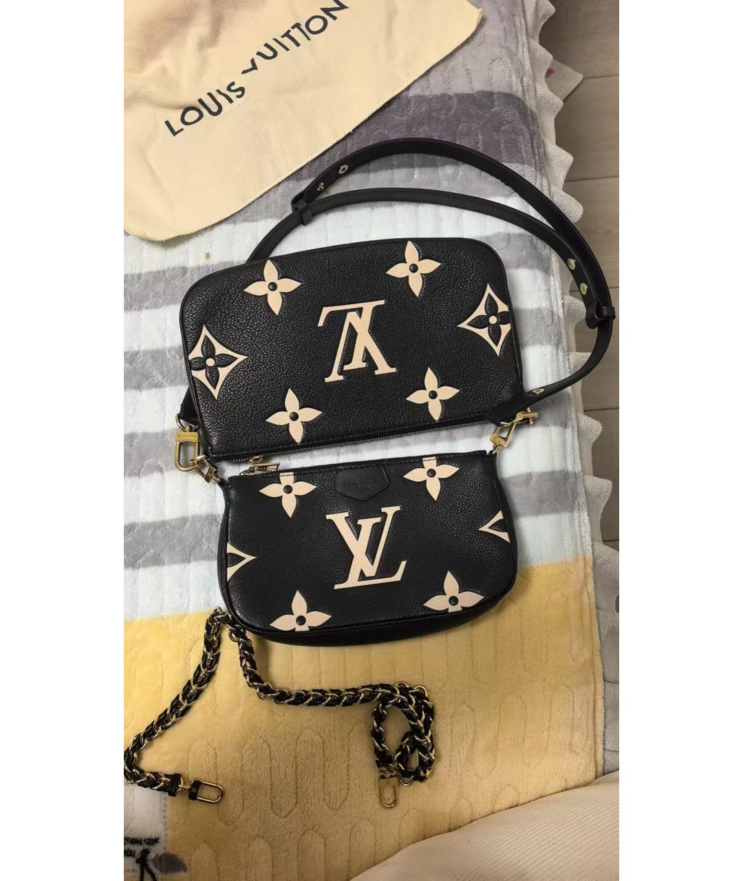 LOUIS VUITTON Черная кожаная сумка через плечо, фото 9