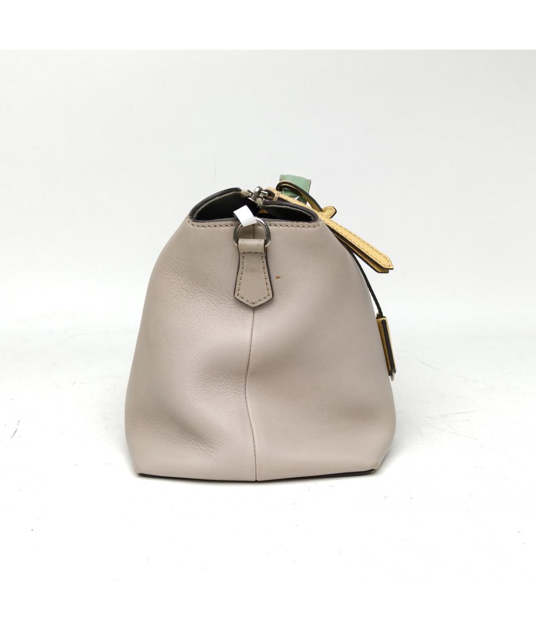 FENDI Бежевая кожаная сумка с короткими ручками, фото 5