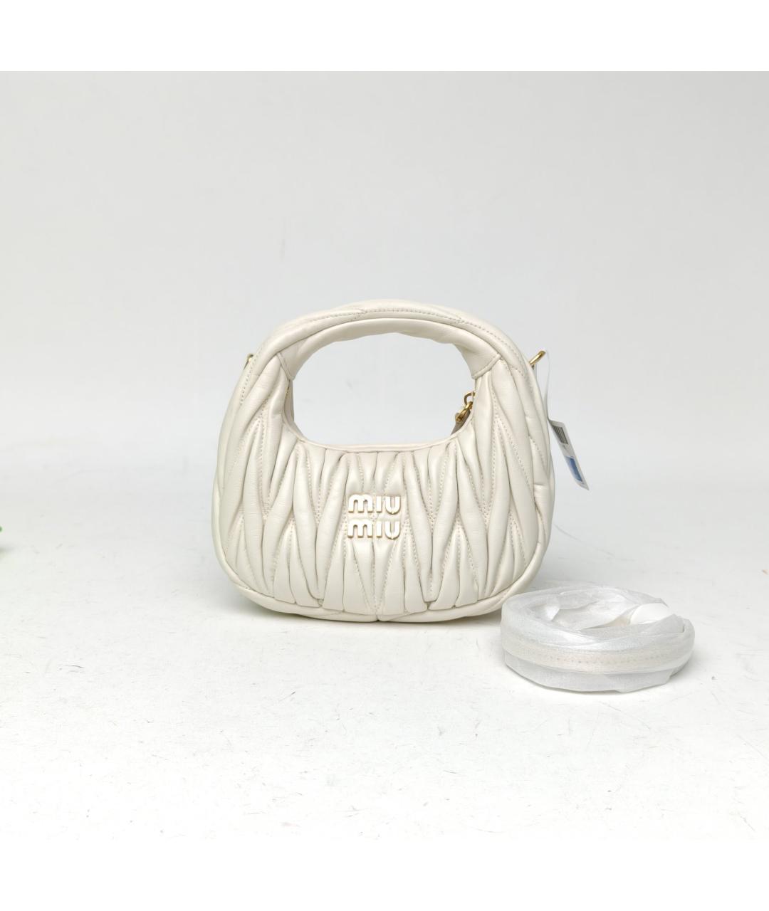 MIU MIU Белая кожаная сумка с короткими ручками, фото 4