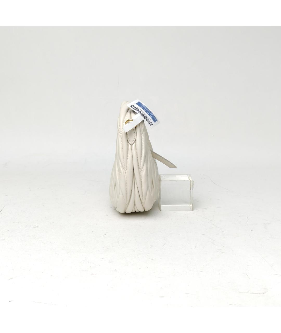 MIU MIU Белая кожаная сумка с короткими ручками, фото 6