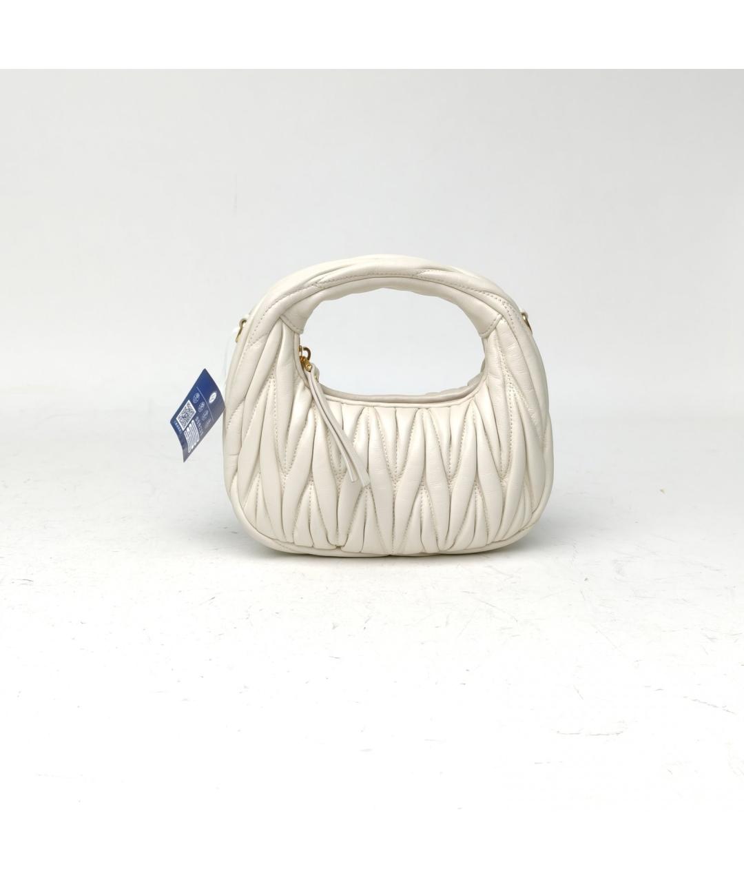 MIU MIU Белая кожаная сумка с короткими ручками, фото 2