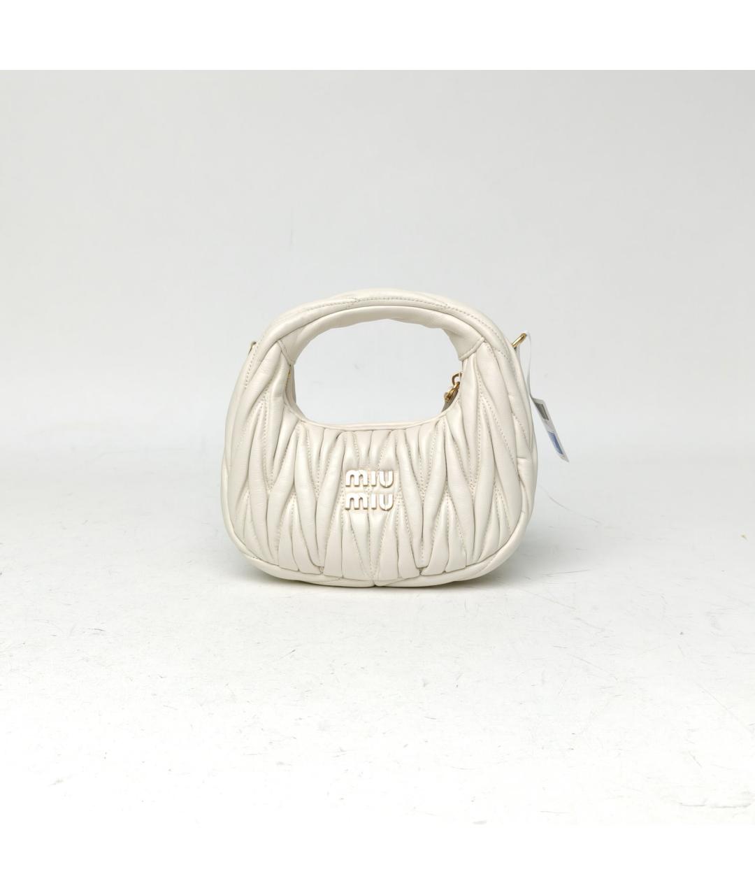MIU MIU Белая кожаная сумка с короткими ручками, фото 5