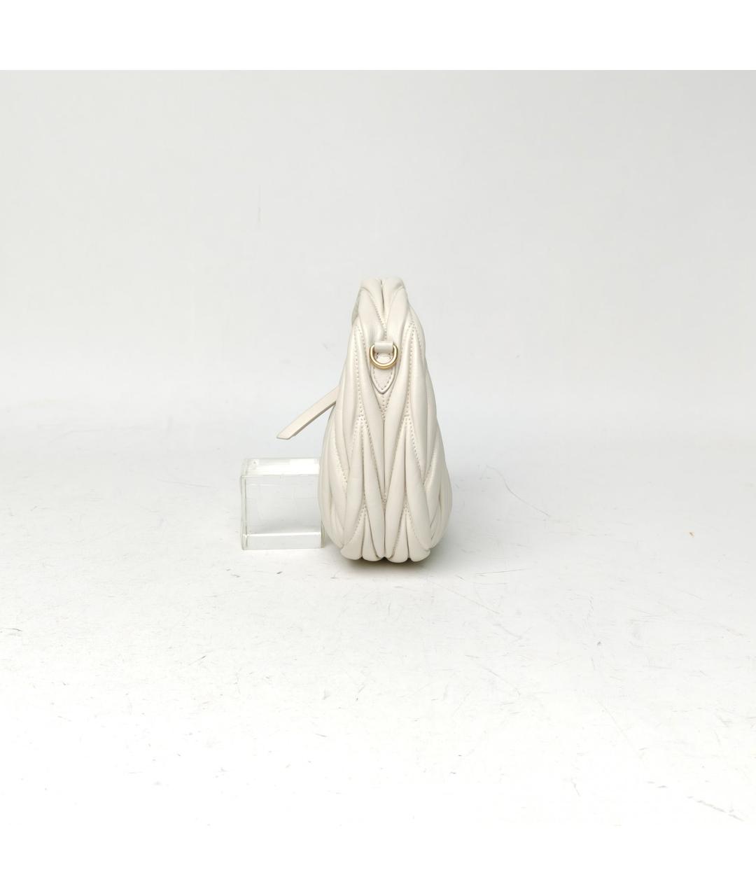 MIU MIU Белая кожаная сумка с короткими ручками, фото 8