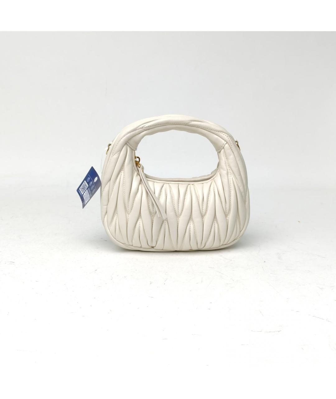 MIU MIU Белая кожаная сумка с короткими ручками, фото 7