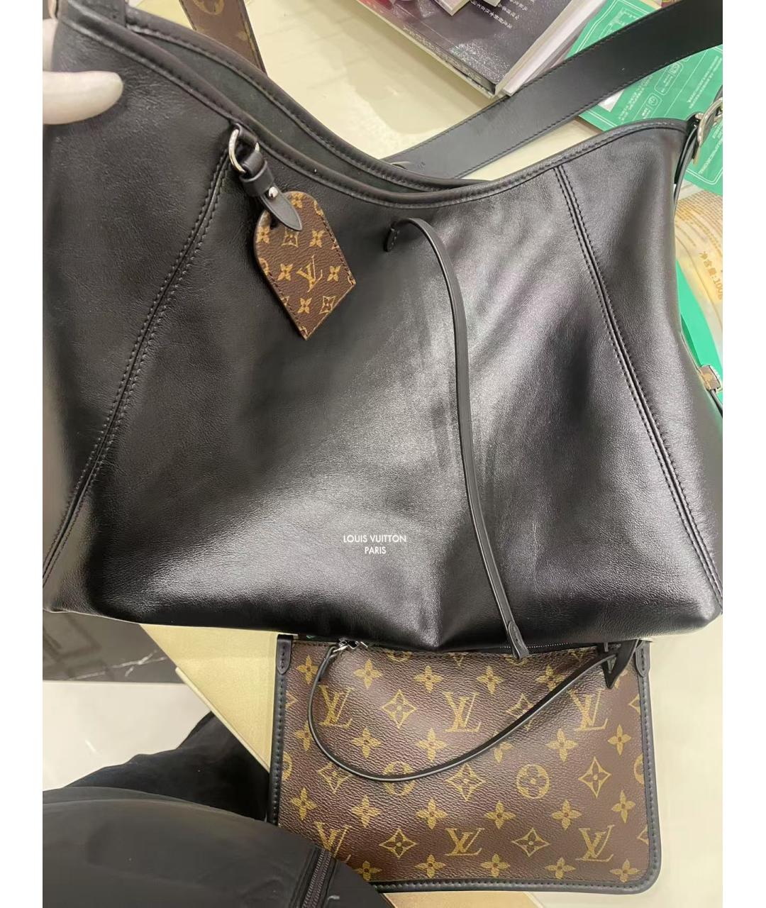 LOUIS VUITTON Черная кожаная сумка через плечо, фото 9