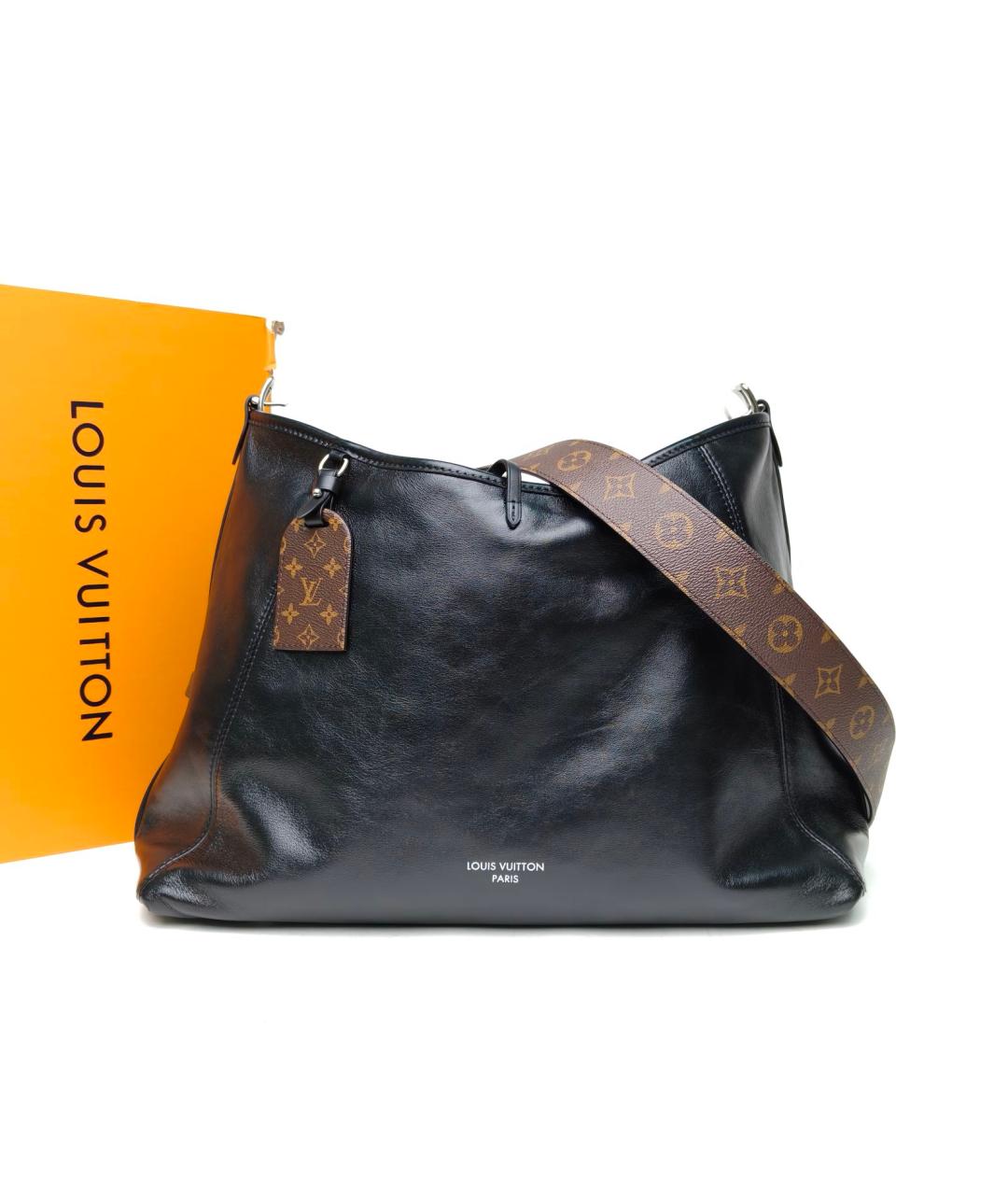 LOUIS VUITTON Черная кожаная сумка через плечо, фото 8