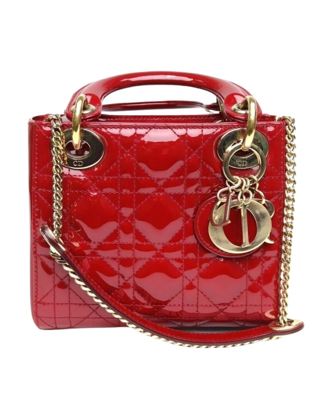 CHRISTIAN DIOR Красная сумка с короткими ручками из лакированной кожи, фото 1