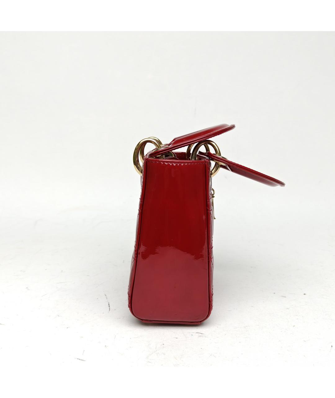 CHRISTIAN DIOR Красная сумка с короткими ручками из лакированной кожи, фото 5