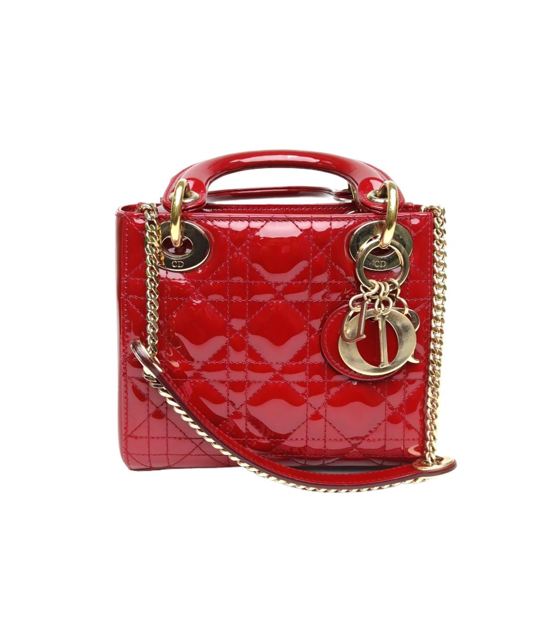 CHRISTIAN DIOR Красная сумка с короткими ручками из лакированной кожи, фото 10