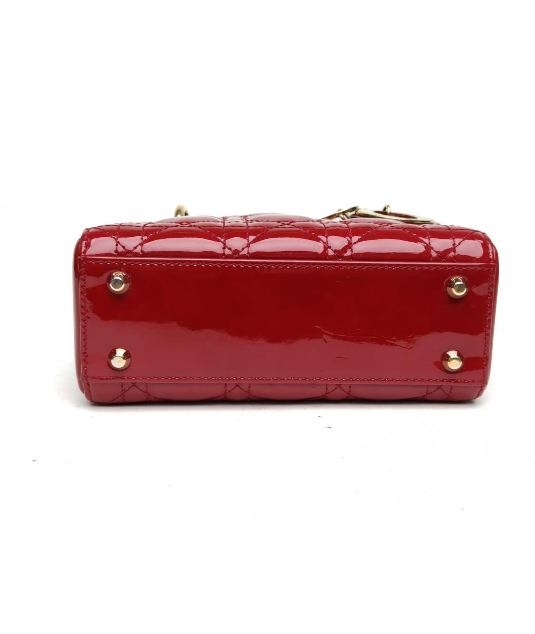 CHRISTIAN DIOR Красная сумка с короткими ручками из лакированной кожи, фото 7