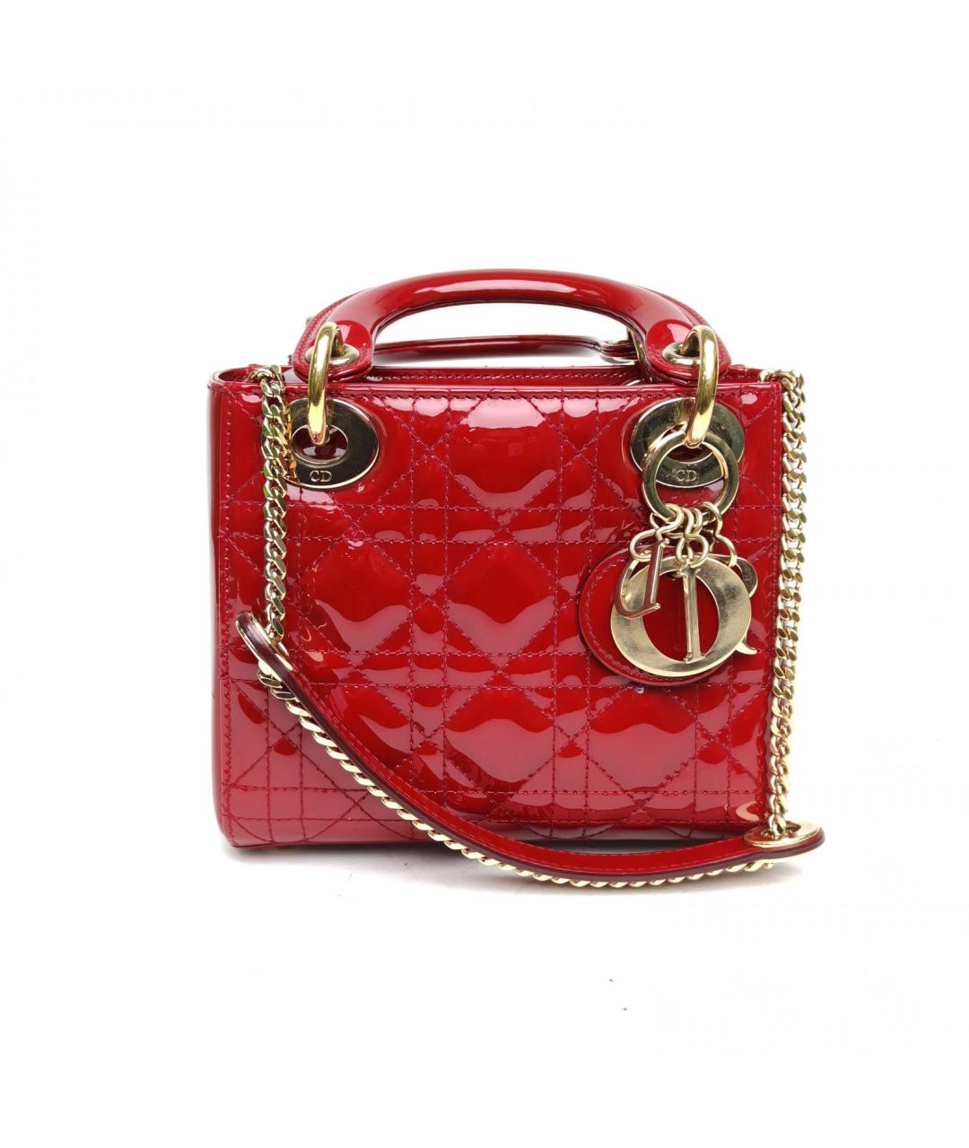 CHRISTIAN DIOR Красная сумка с короткими ручками из лакированной кожи, фото 2