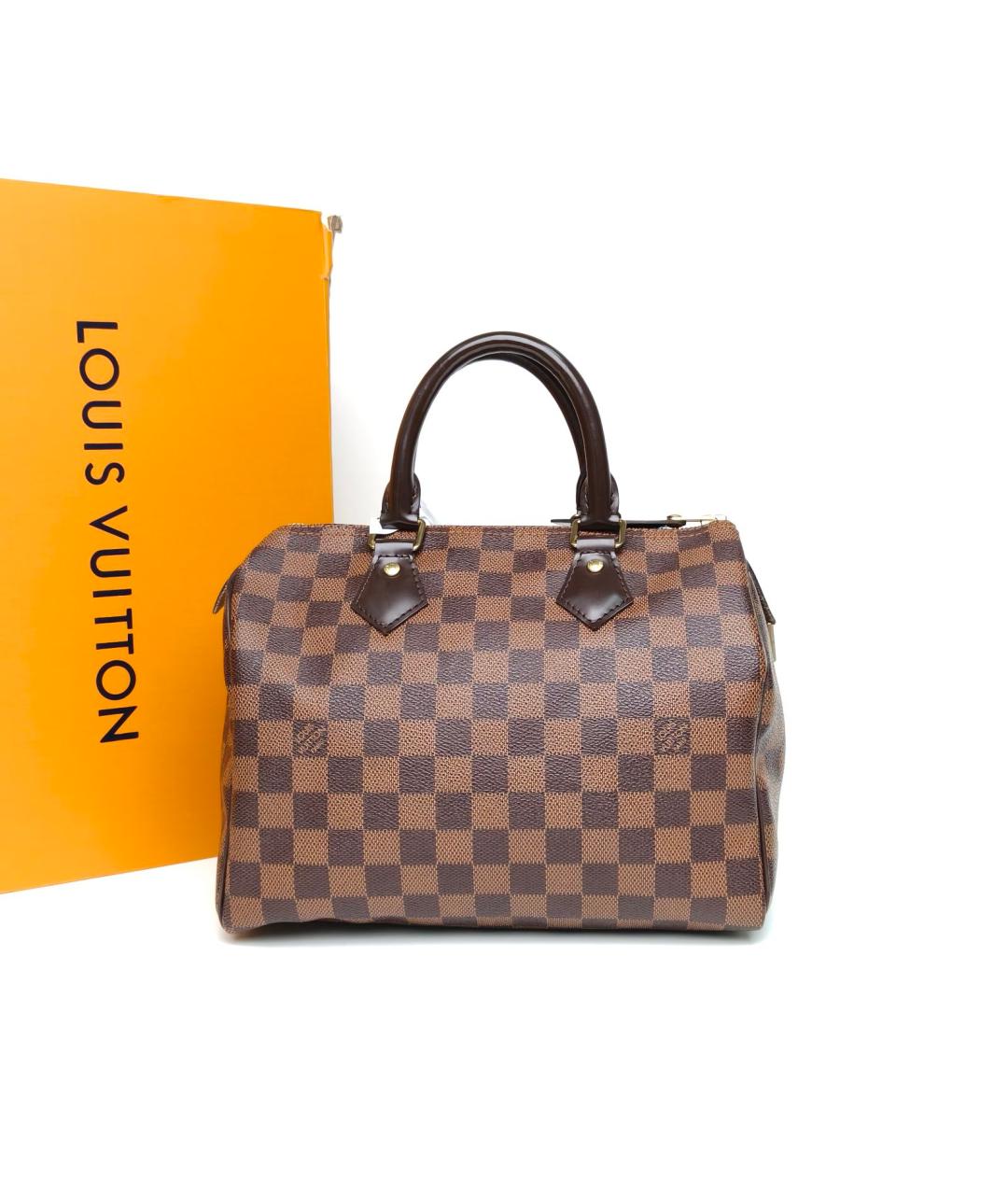 LOUIS VUITTON Коричневая кожаная сумка с короткими ручками, фото 9