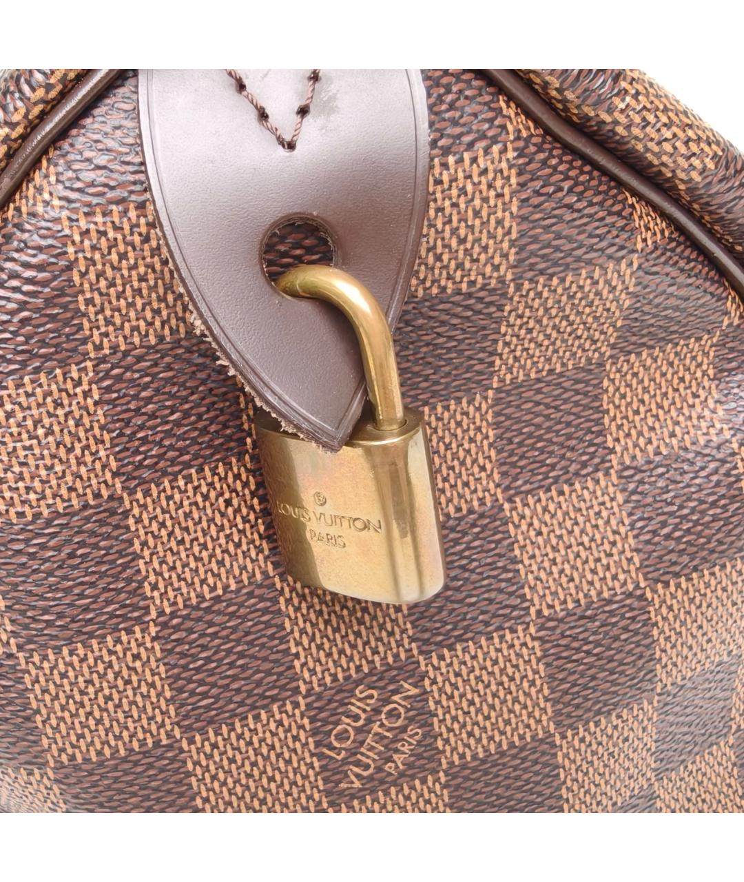 LOUIS VUITTON Коричневая кожаная сумка с короткими ручками, фото 8