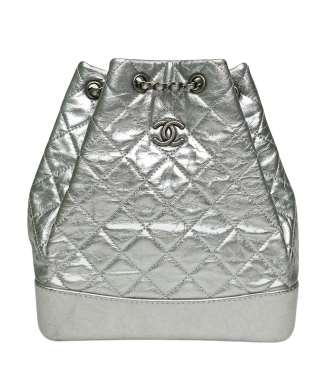 CHANEL Серебрянный кожаный рюкзак, фото 1