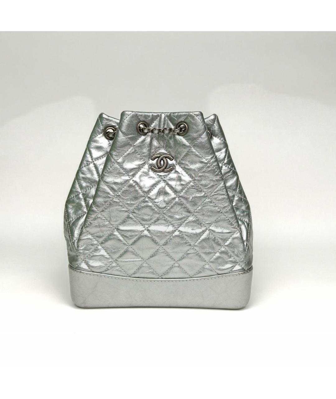 CHANEL Серебрянный кожаный рюкзак, фото 2