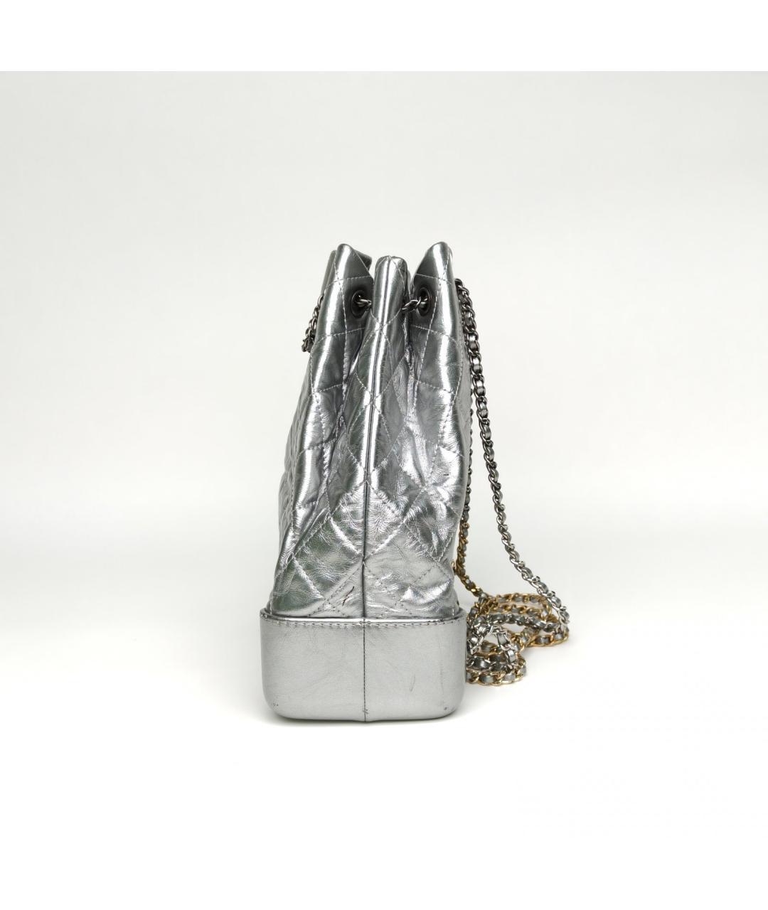 CHANEL Серебрянный кожаный рюкзак, фото 3