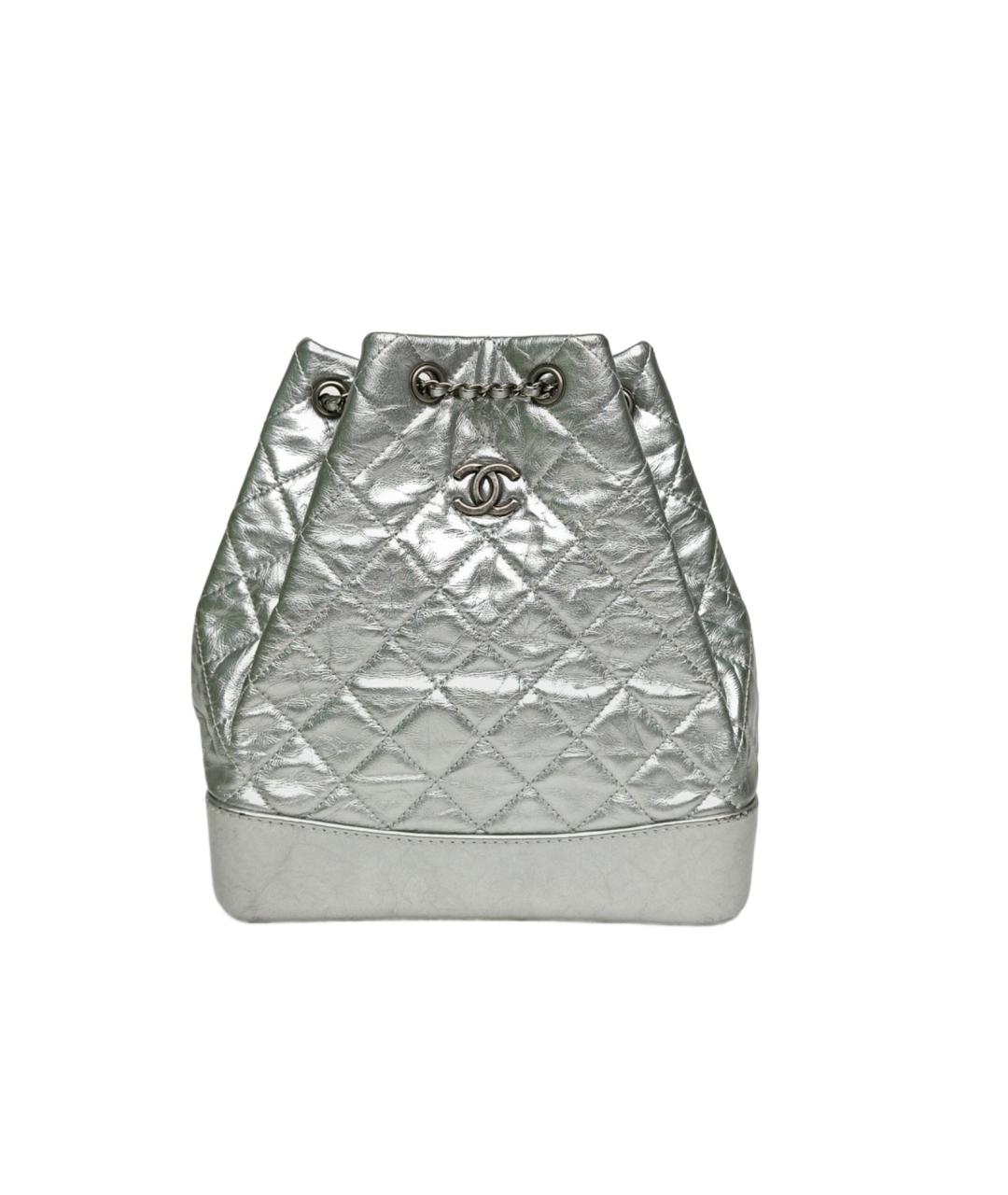 CHANEL Серебрянный кожаный рюкзак, фото 10