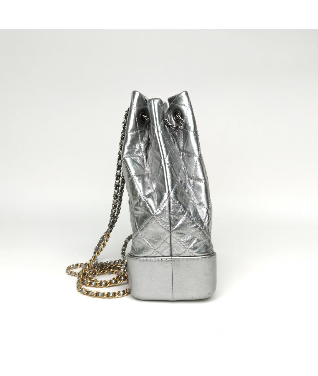 CHANEL Серебрянный кожаный рюкзак, фото 5