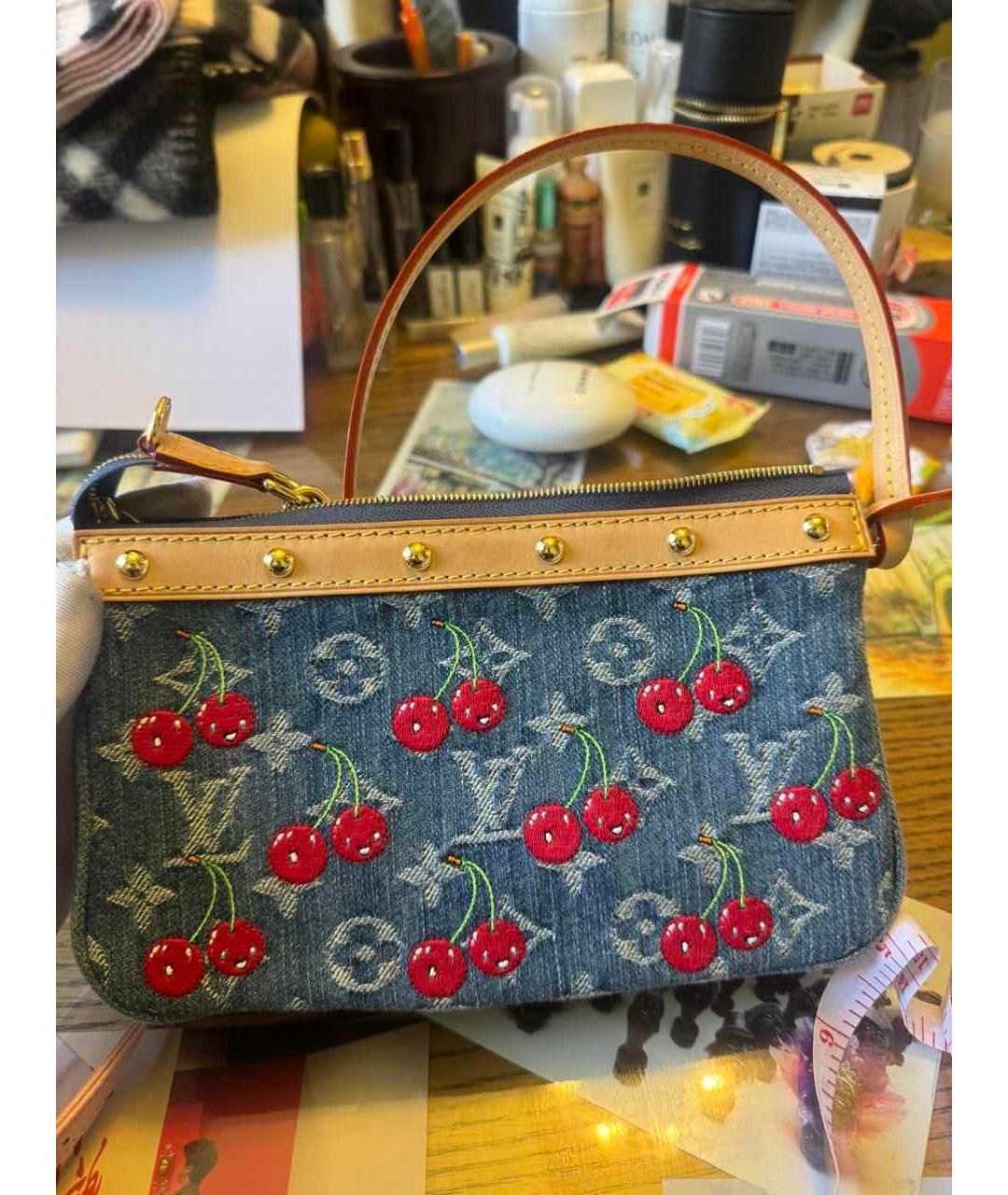 LOUIS VUITTON Синяя деним сумка с короткими ручками, фото 9