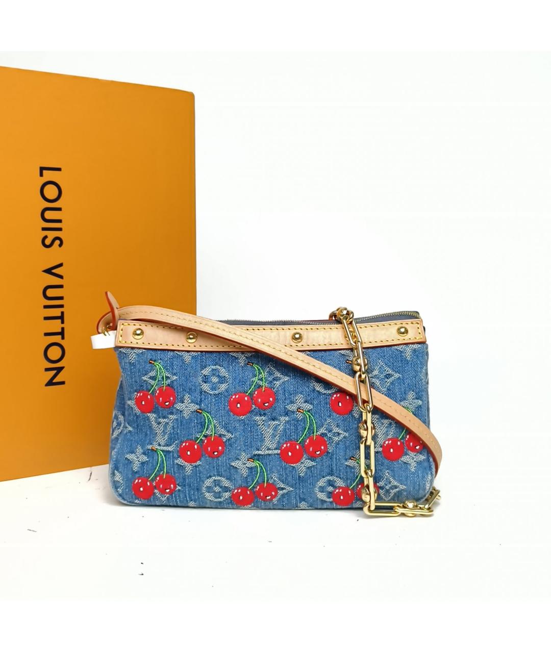 LOUIS VUITTON Синяя деним сумка с короткими ручками, фото 8