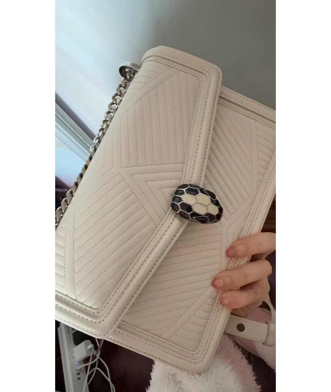 BVLGARI Белая кожаная сумка через плечо, фото 9