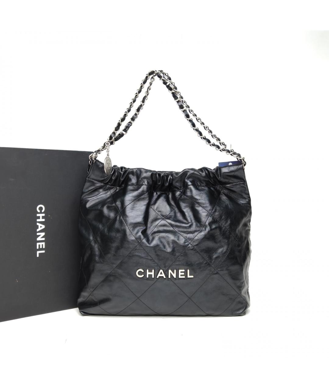 CHANEL Черная кожаная сумка тоут, фото 9