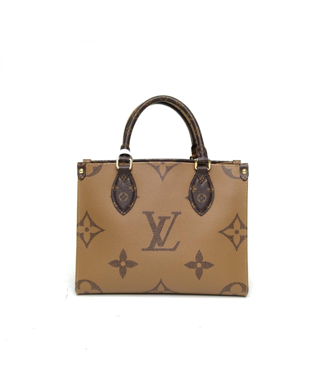 LOUIS VUITTON Коричневая кожаная сумка с короткими ручками, фото 4