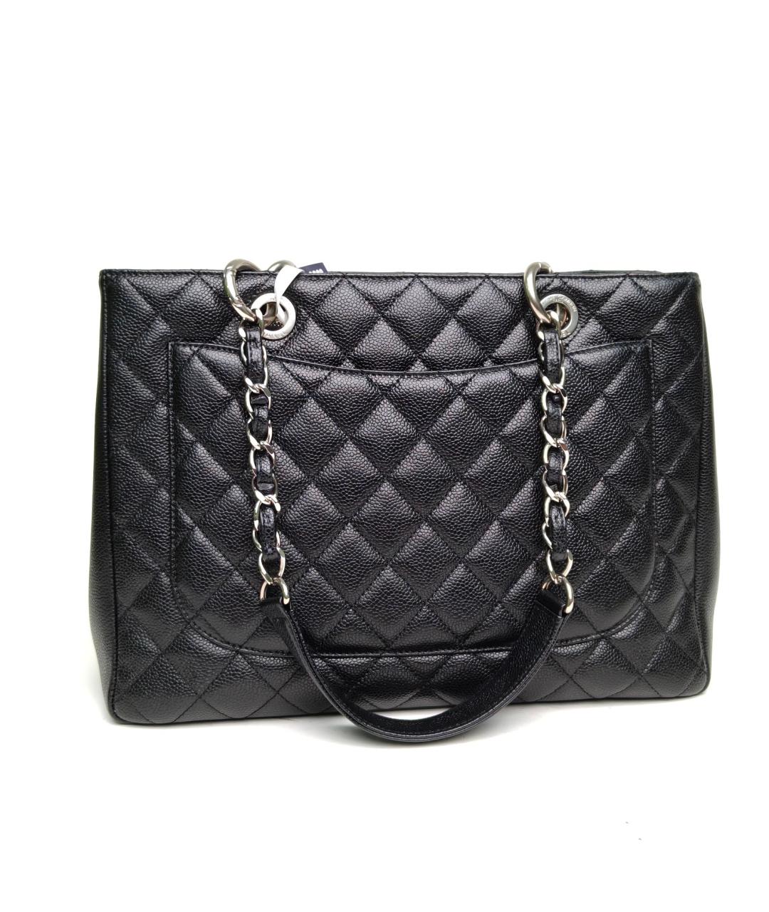 CHANEL Черная кожаная сумка тоут, фото 6