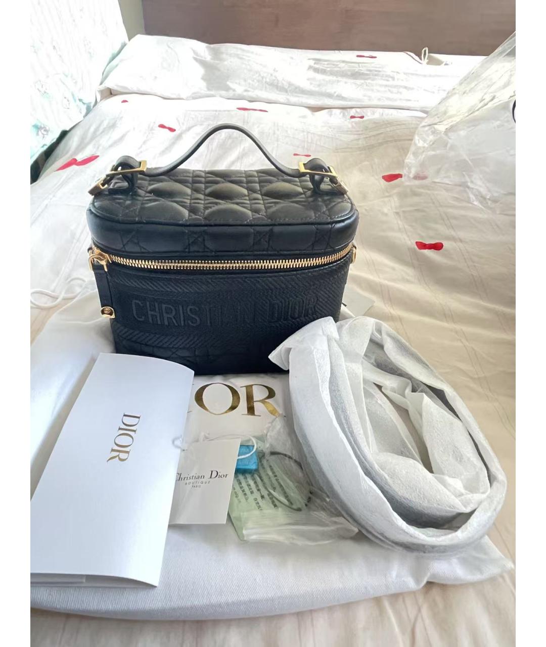 CHRISTIAN DIOR Черная кожаная сумка с короткими ручками, фото 9