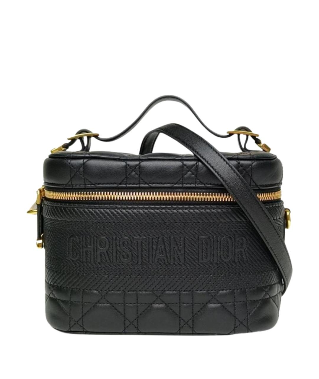 CHRISTIAN DIOR Черная кожаная сумка с короткими ручками, фото 1