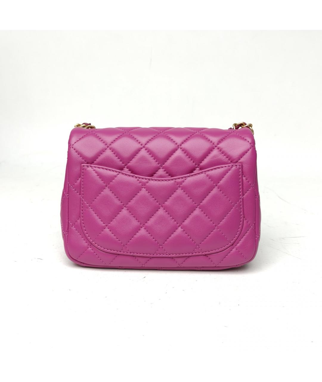 CHANEL Фуксия кожаная сумка через плечо, фото 4