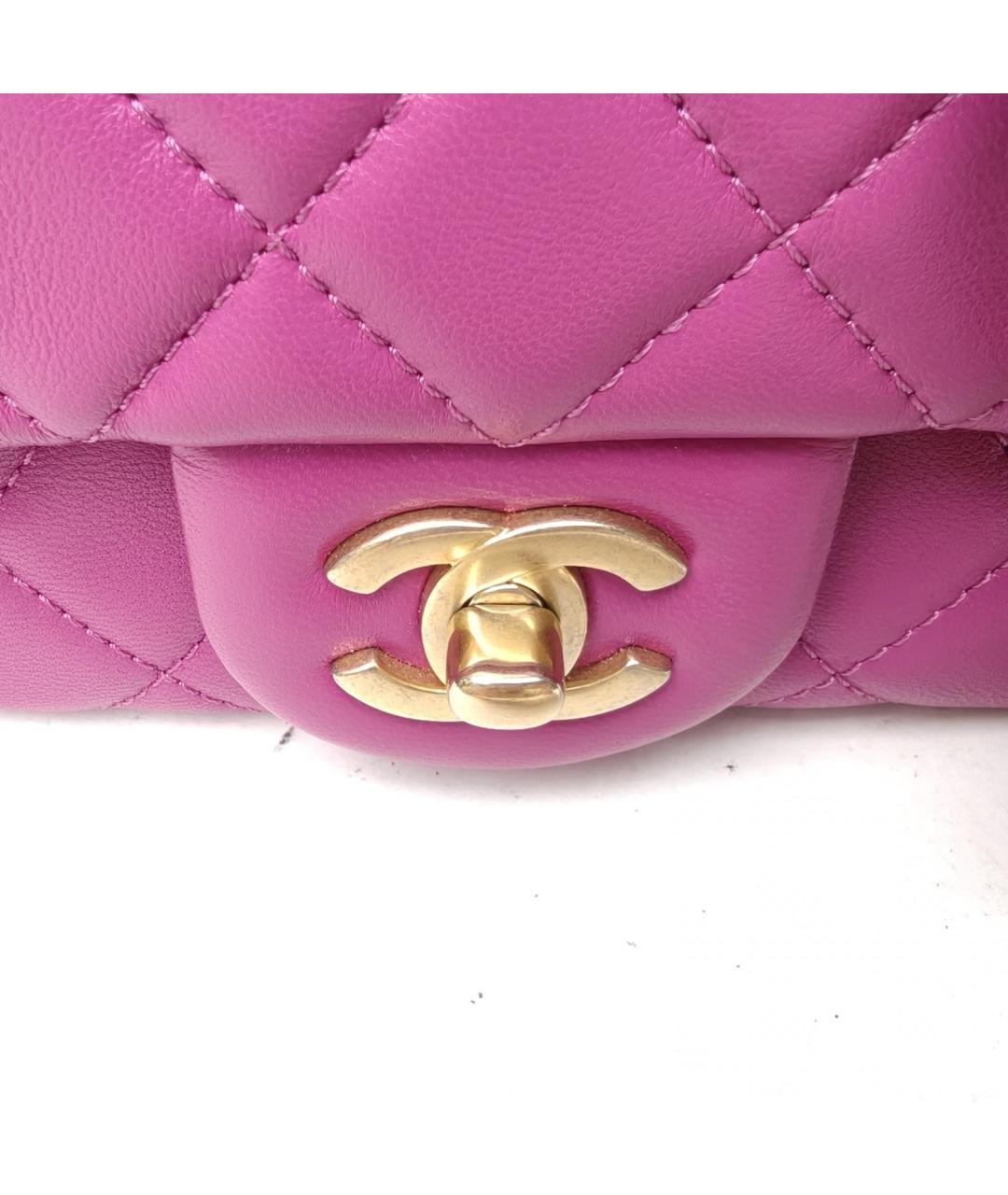 CHANEL Фуксия кожаная сумка через плечо, фото 7