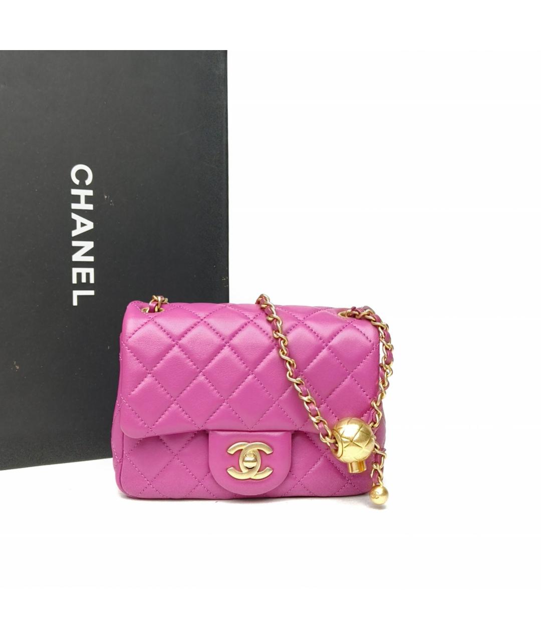 CHANEL Фуксия кожаная сумка через плечо, фото 9