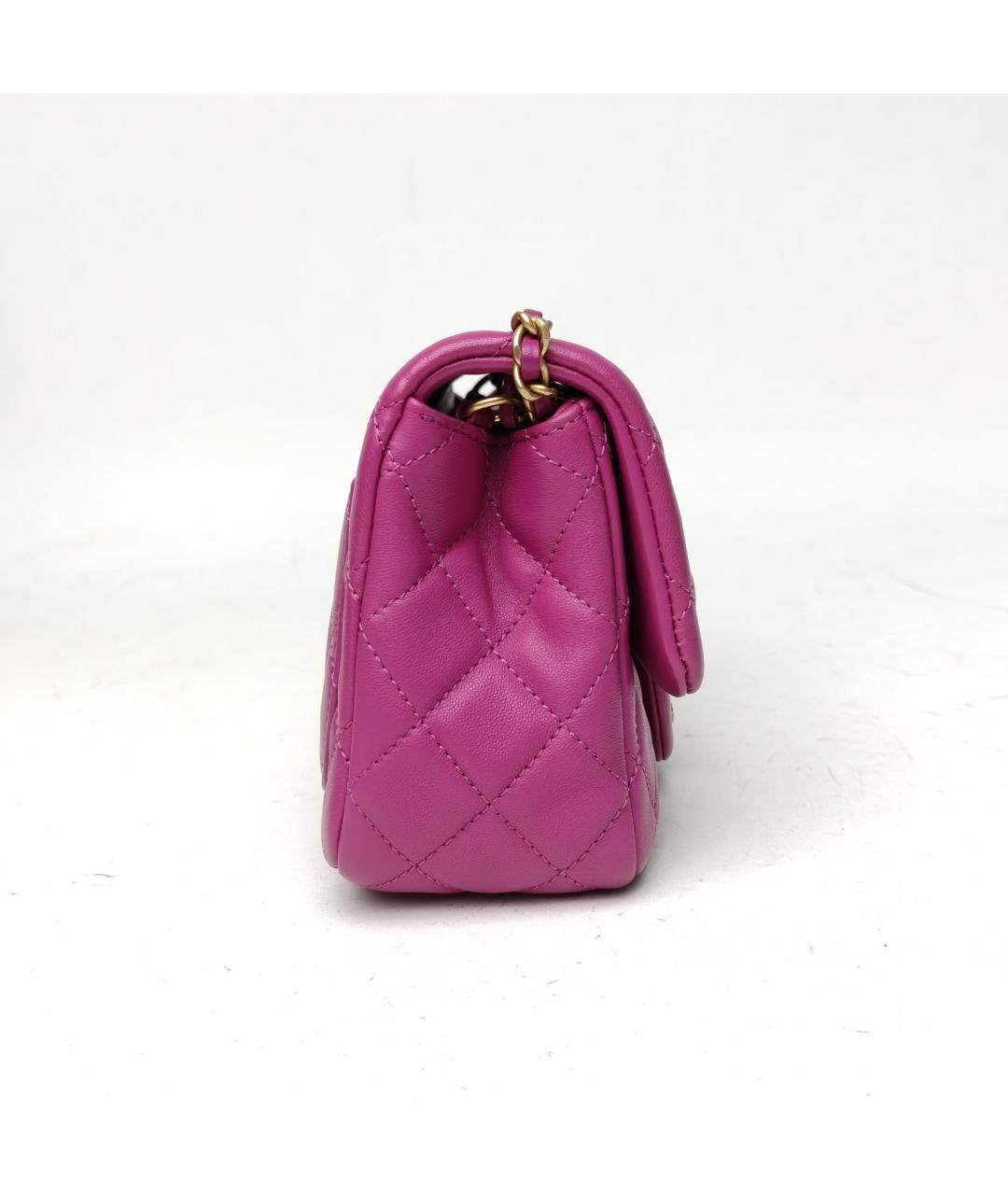 CHANEL Фуксия кожаная сумка через плечо, фото 5